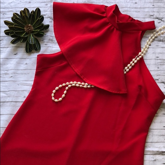 BLVD Dresses & Skirts - Red one shoulder ruffle dress